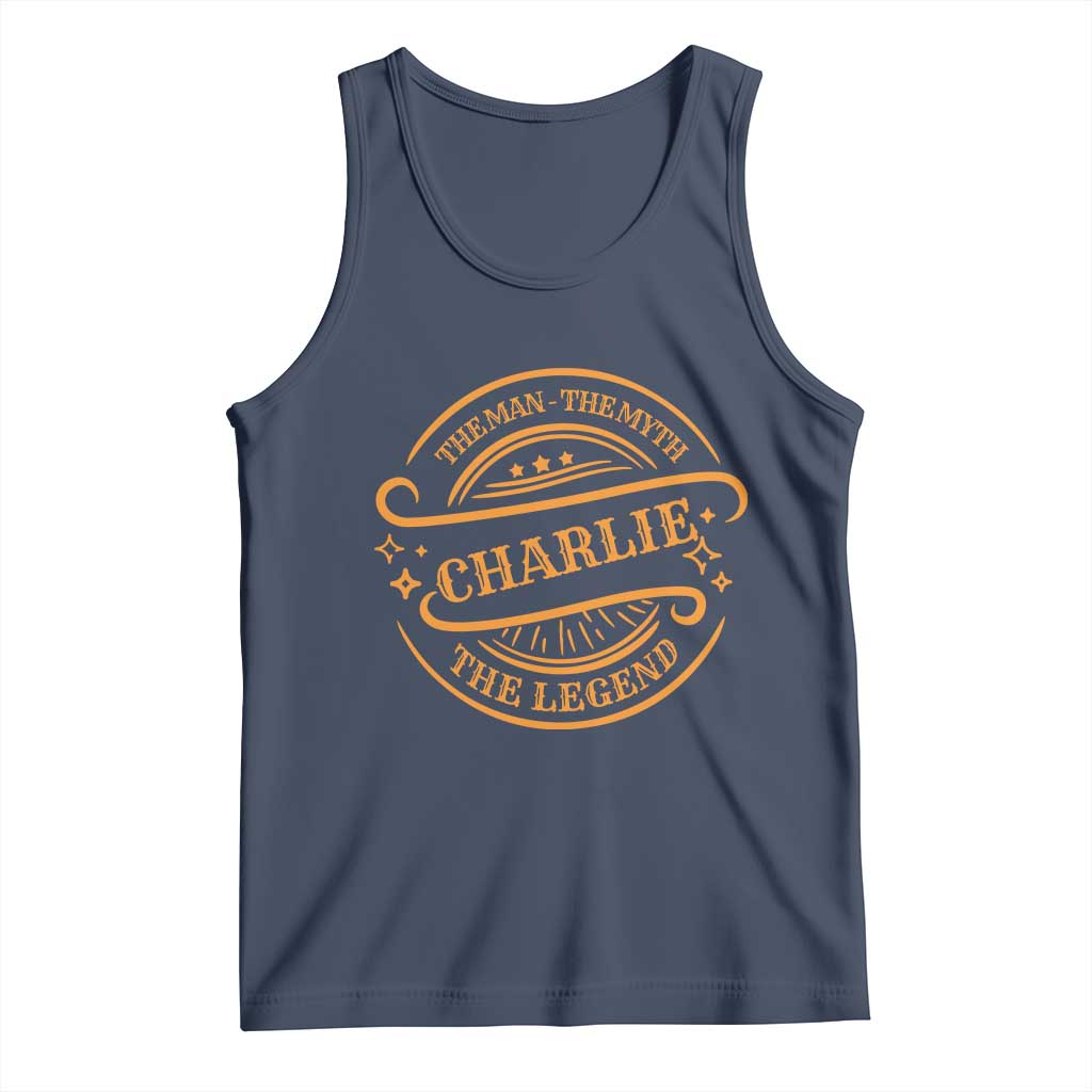 Charlie Kirk Memorial Tank Top Vintage The Man The Myth The Legend TS10 Navy Print Your Wear