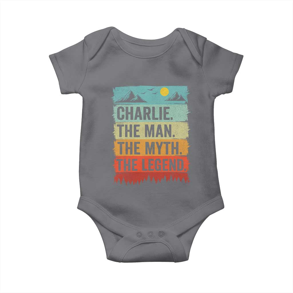 Charlie The Man The Myth The Legend Baby Onesie Retro Vintage TS10 Charcoal Print Your Wear