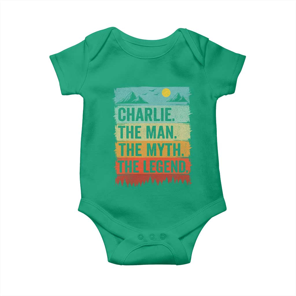 Charlie The Man The Myth The Legend Baby Onesie Retro Vintage TS10 Irish Green Print Your Wear