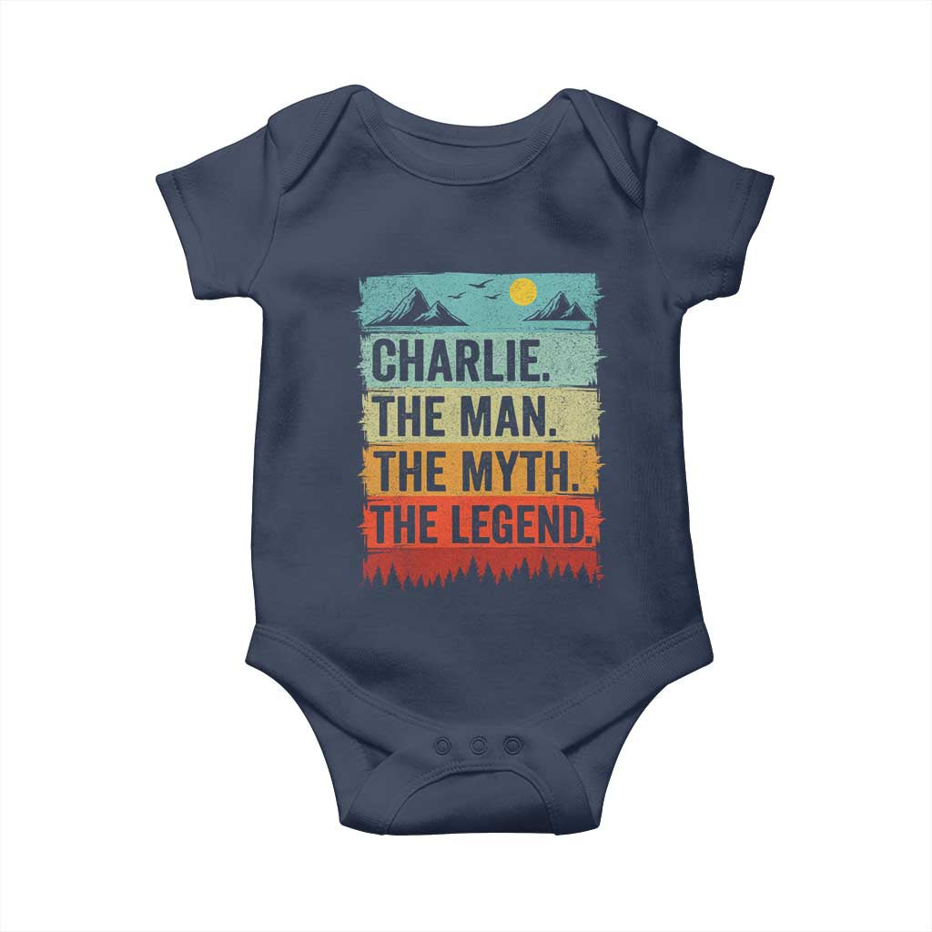 Charlie The Man The Myth The Legend Baby Onesie Retro Vintage TS10 Navy Print Your Wear