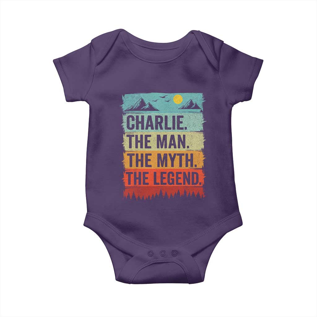 Charlie The Man The Myth The Legend Baby Onesie Retro Vintage TS10 Purple Print Your Wear