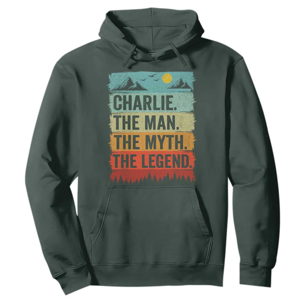Charlie The Man The Myth The Legend Hoodie Retro Vintage TS10 Dark Forest Green Print Your Wear