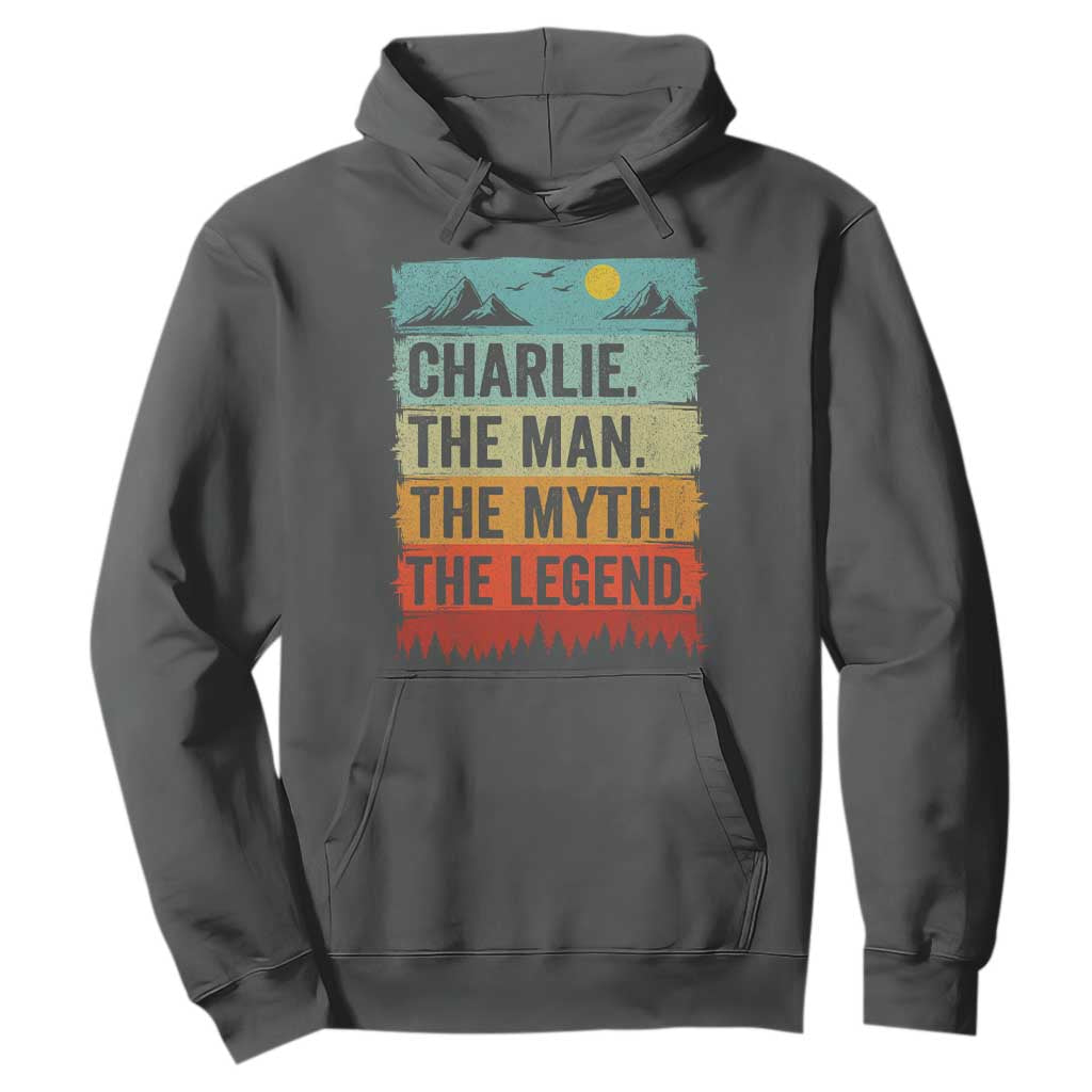 Charlie The Man The Myth The Legend Hoodie Retro Vintage TS10 Dark Heather Print Your Wear