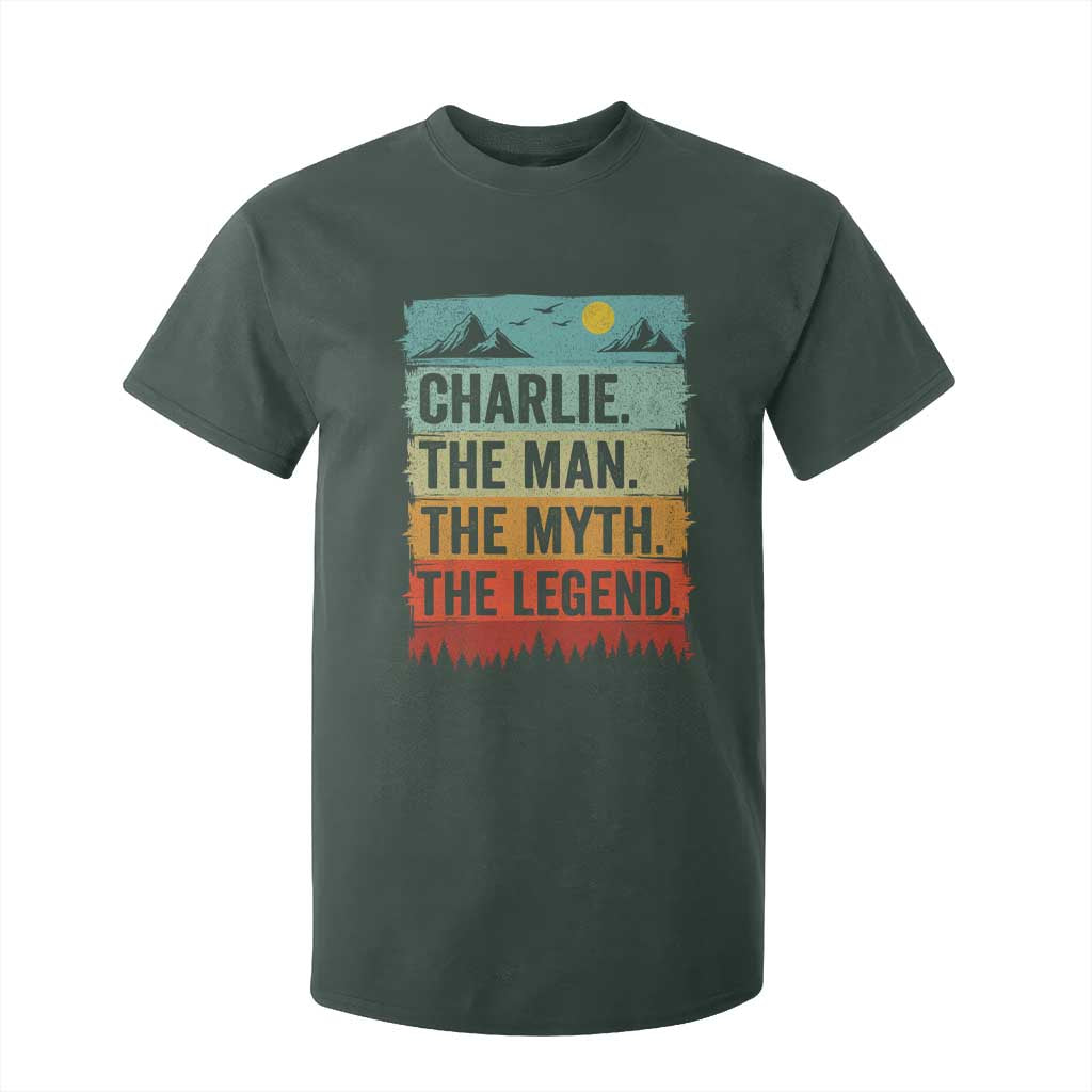 Charlie The Man The Myth The Legend T Shirt For Kid Retro Vintage TS10 Dark Forest Green Print Your Wear