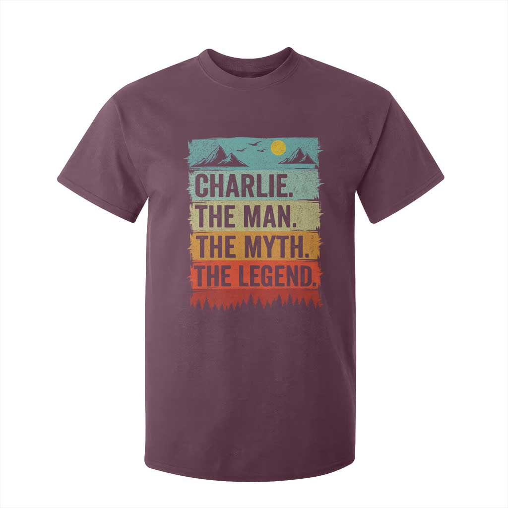 Charlie The Man The Myth The Legend T Shirt For Kid Retro Vintage TS10 Maroon Print Your Wear