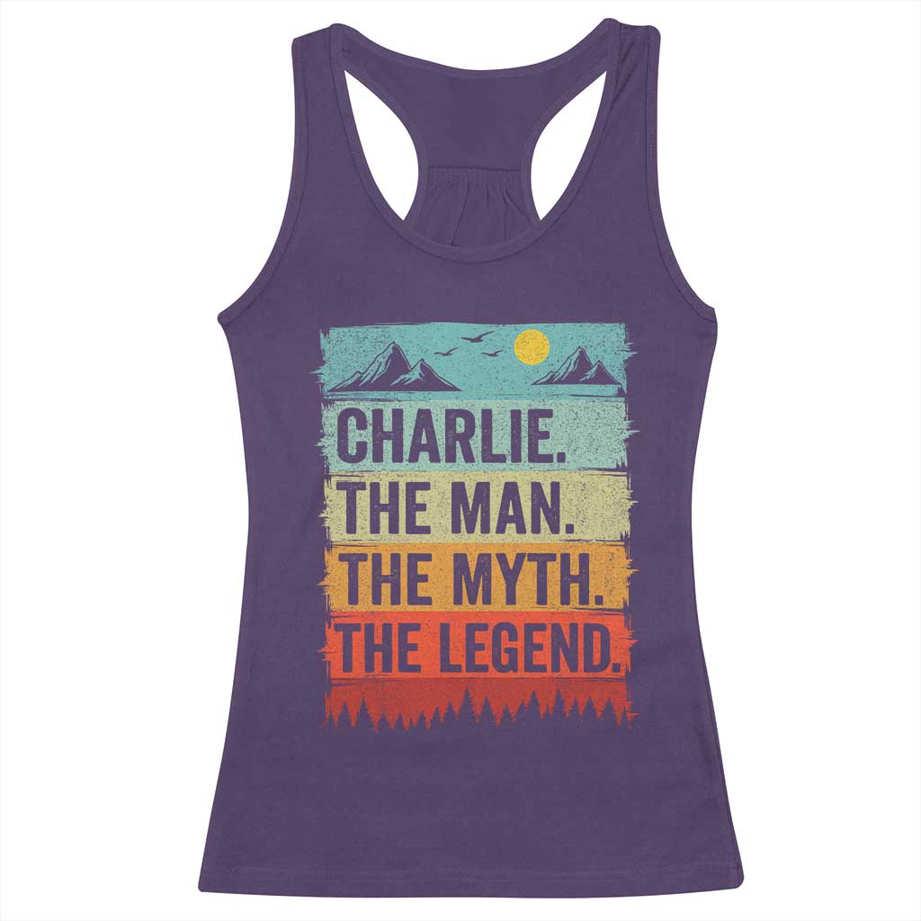 Charlie The Man The Myth The Legend Racerback Tank Top Retro Vintage TS10 Purple Print Your Wear