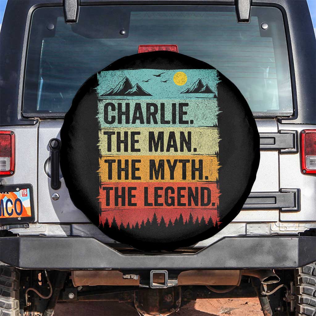 Charlie The Man The Myth The Legend Spare Tire Cover Retro Vintage TS10 No hole Black Print Your Wear