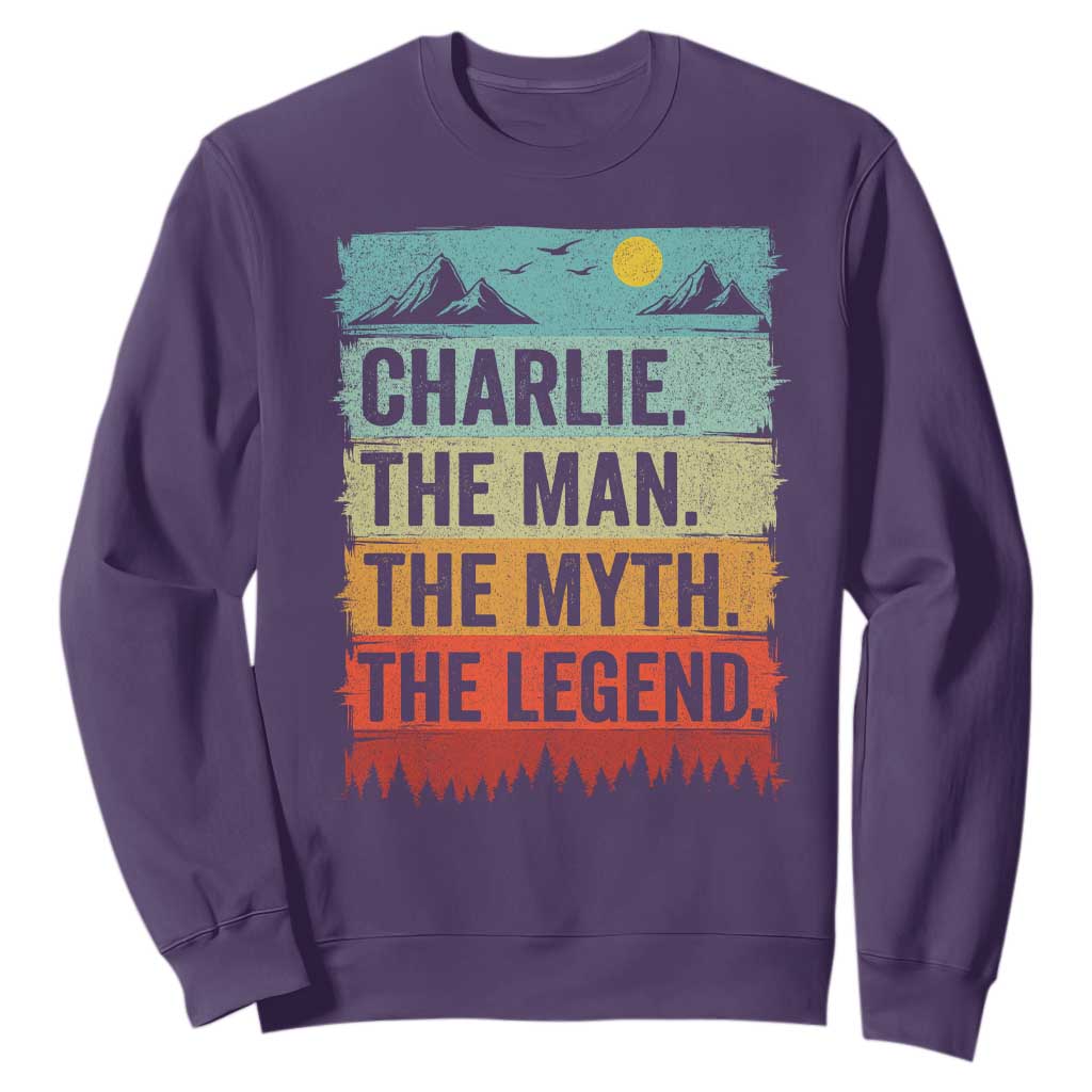 Charlie The Man The Myth The Legend Sweatshirt Retro Vintage TS10 Purple Print Your Wear