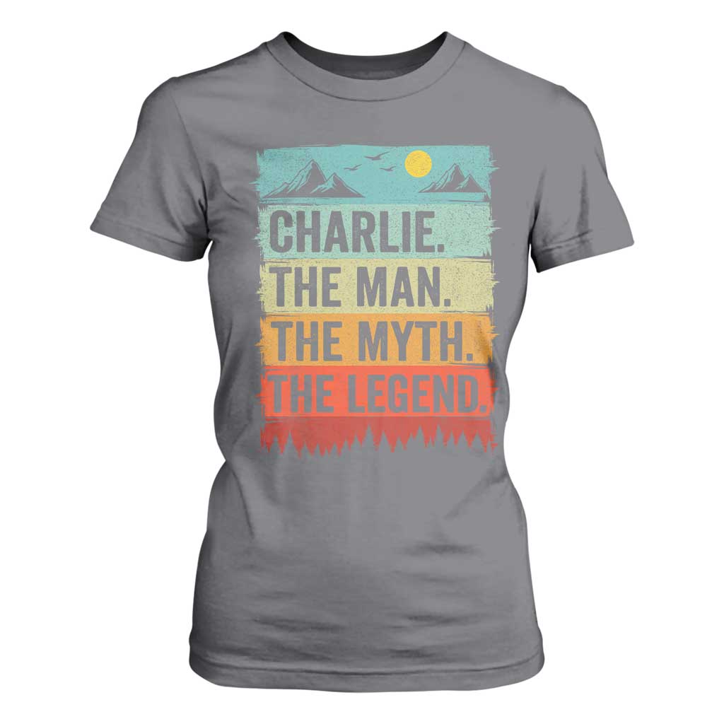 Charlie The Man The Myth The Legend T Shirt For Women Retro Vintage TS10 Charcoal Print Your Wear