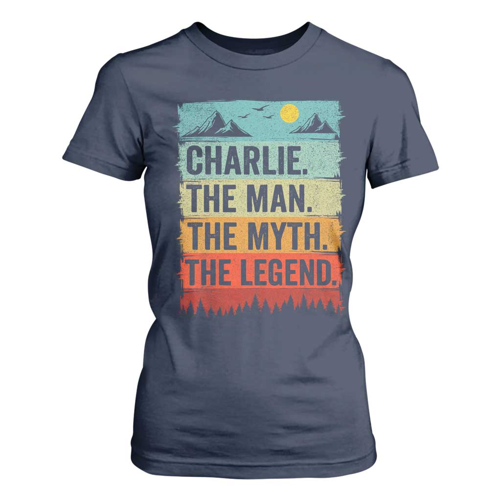 Charlie The Man The Myth The Legend T Shirt For Women Retro Vintage TS10 Navy Print Your Wear
