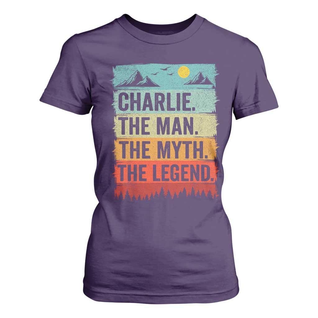 Charlie The Man The Myth The Legend T Shirt For Women Retro Vintage TS10 Purple Print Your Wear