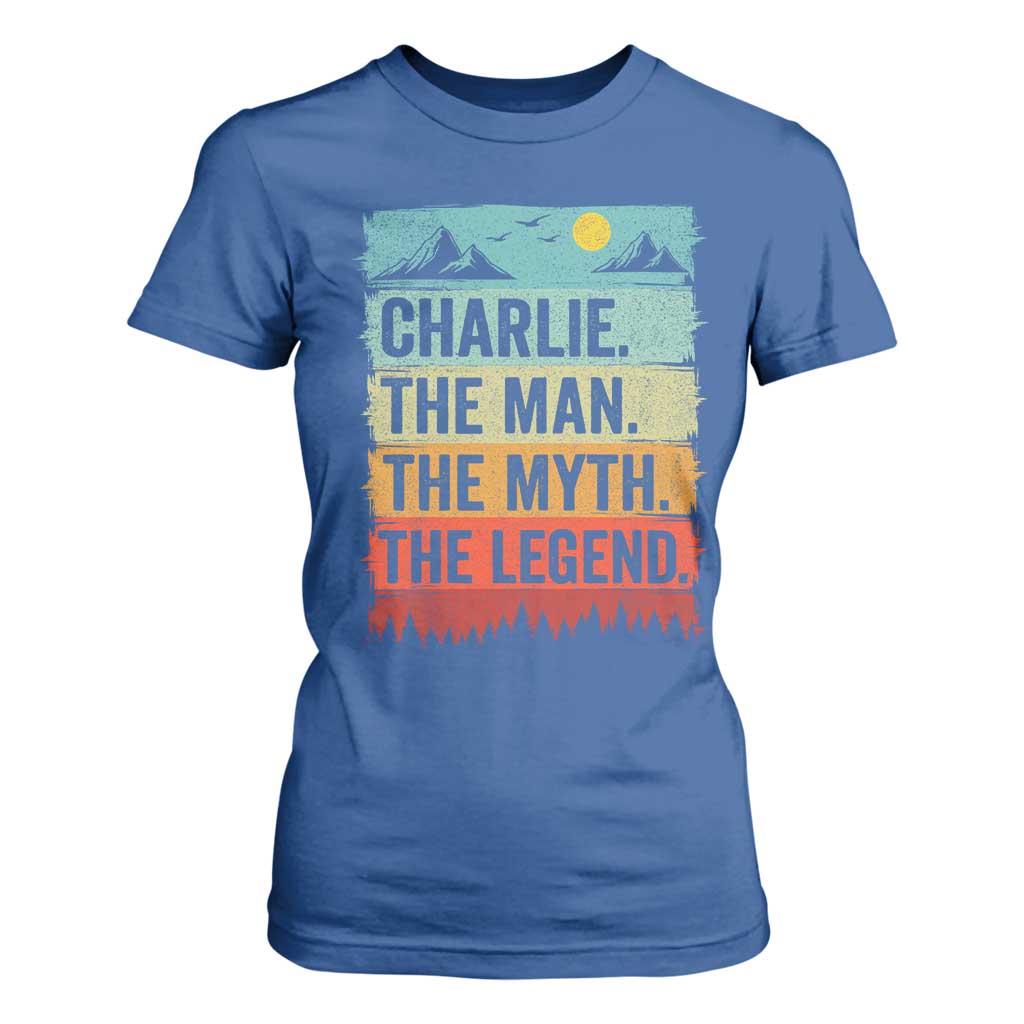 Charlie The Man The Myth The Legend T Shirt For Women Retro Vintage TS10 Royal Blue Print Your Wear