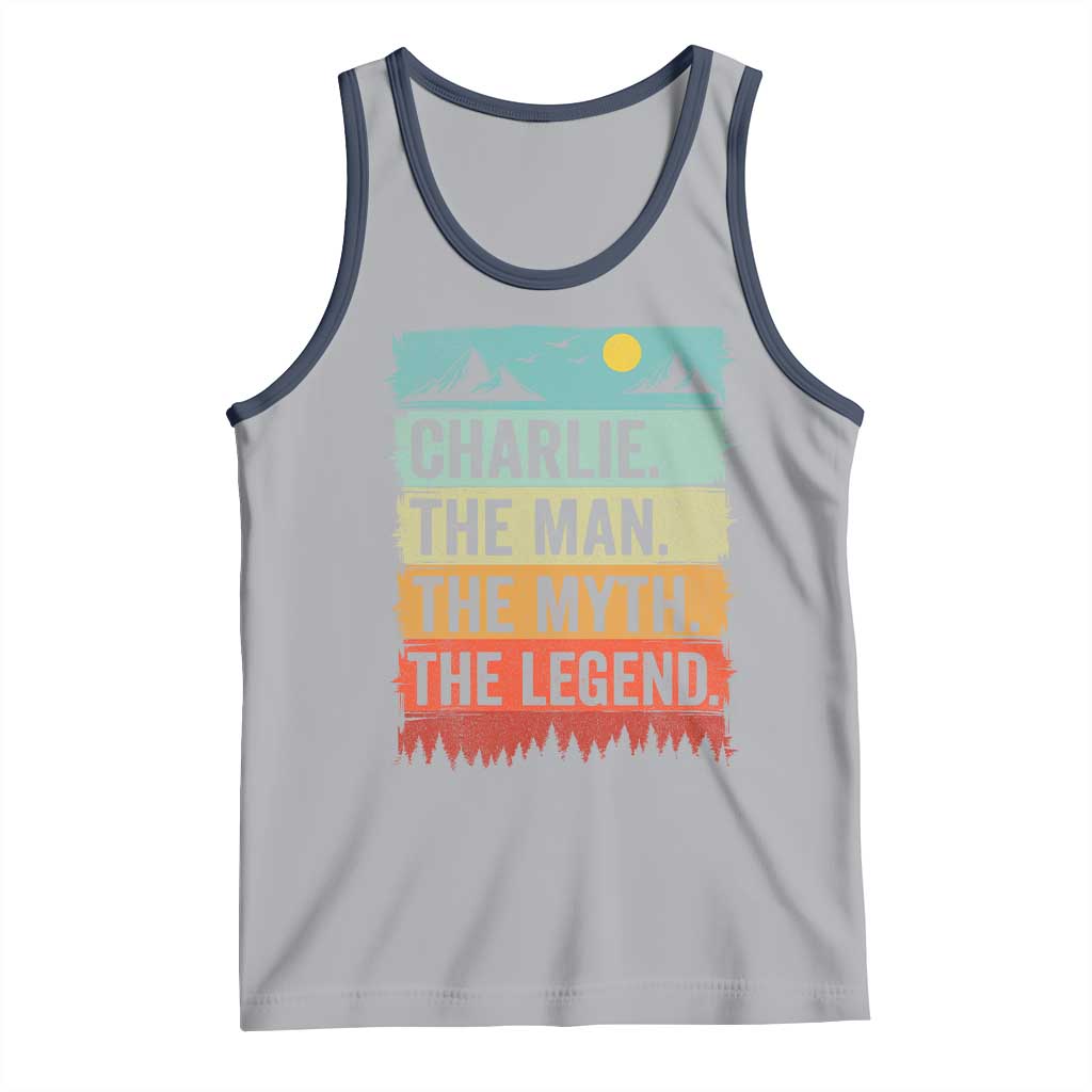 Charlie The Man The Myth The Legend Tank Top Retro Vintage TS10 Athletic Heather Navy Print Your Wear