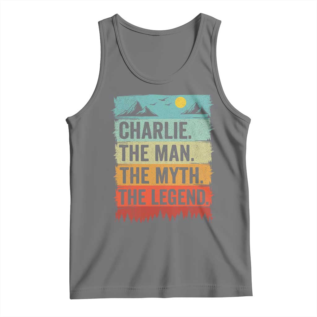 Charlie The Man The Myth The Legend Tank Top Retro Vintage TS10 Black Heather Print Your Wear
