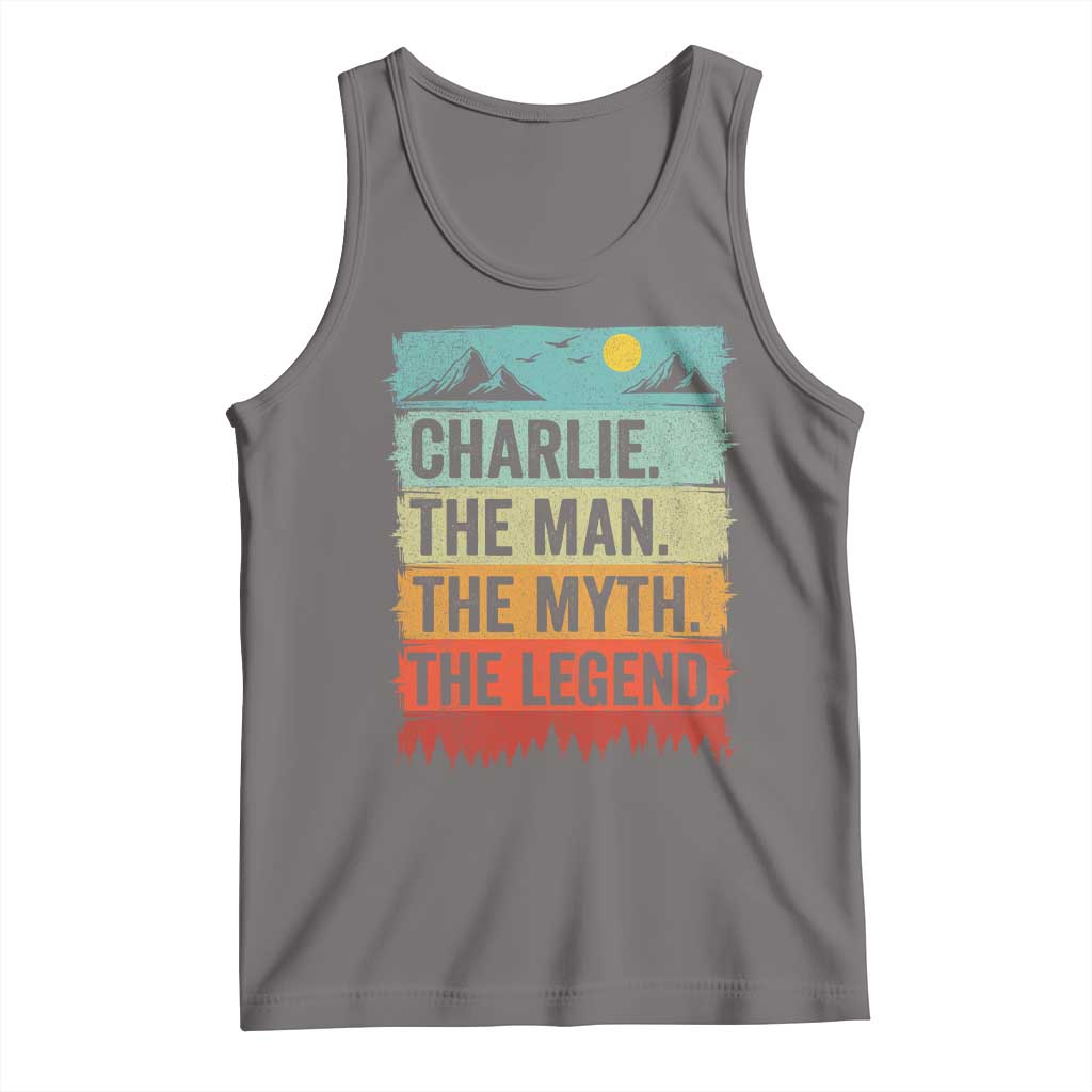 Charlie The Man The Myth The Legend Tank Top Retro Vintage TS10 Deep Heather Print Your Wear
