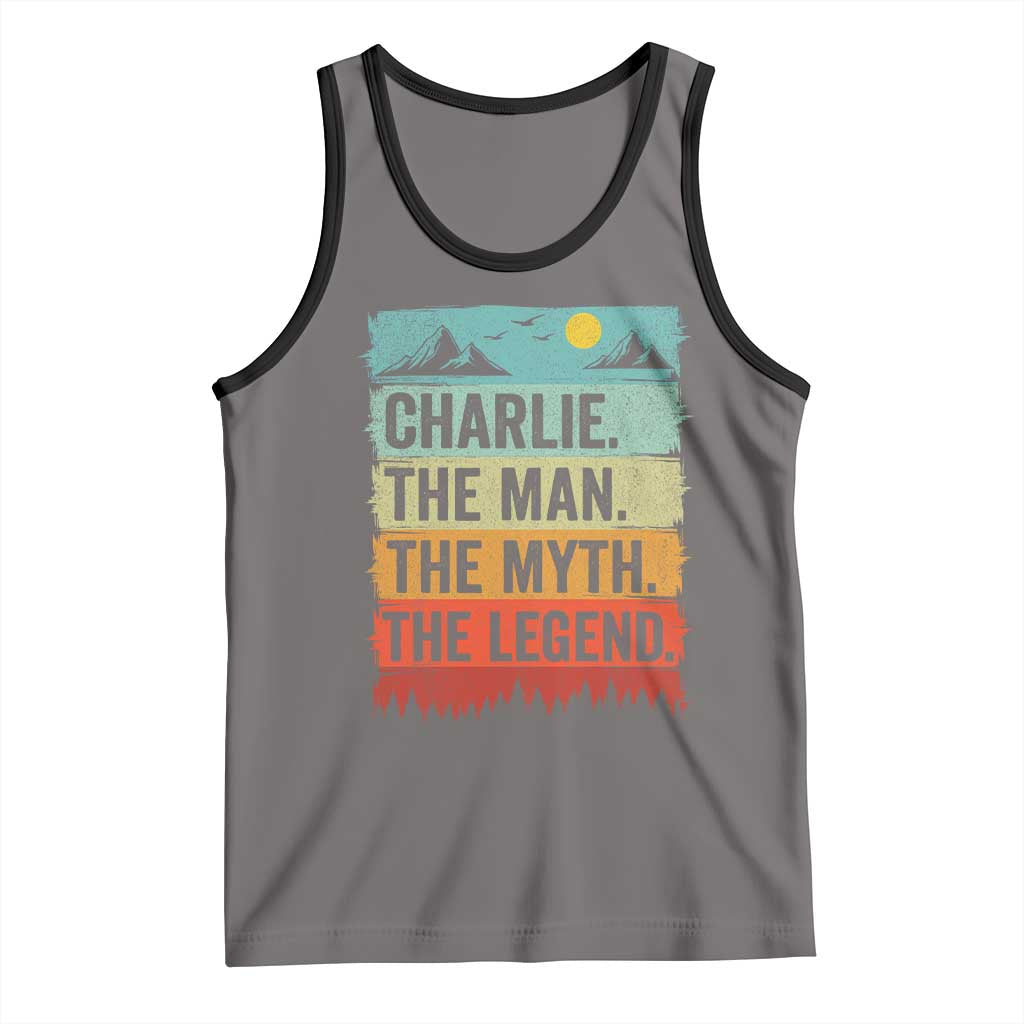 Charlie The Man The Myth The Legend Tank Top Retro Vintage TS10 Deep Heather Black Print Your Wear