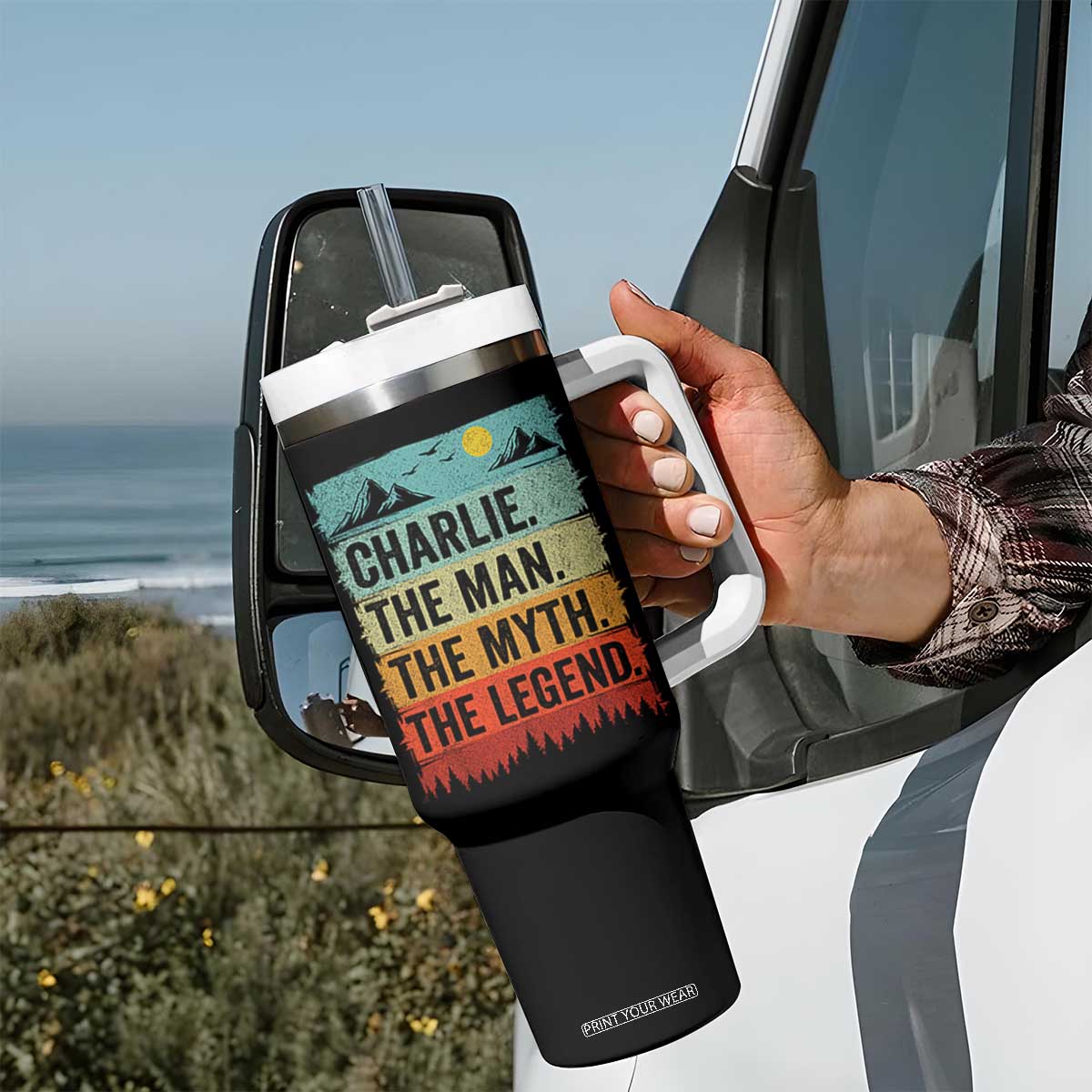 Charlie The Man The Myth The Legend Tumbler With Handle Retro Vintage TS10 Print Your Wear