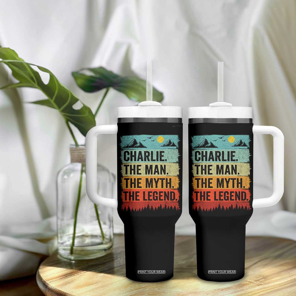 Charlie The Man The Myth The Legend Tumbler With Handle Retro Vintage TS10 Print Your Wear