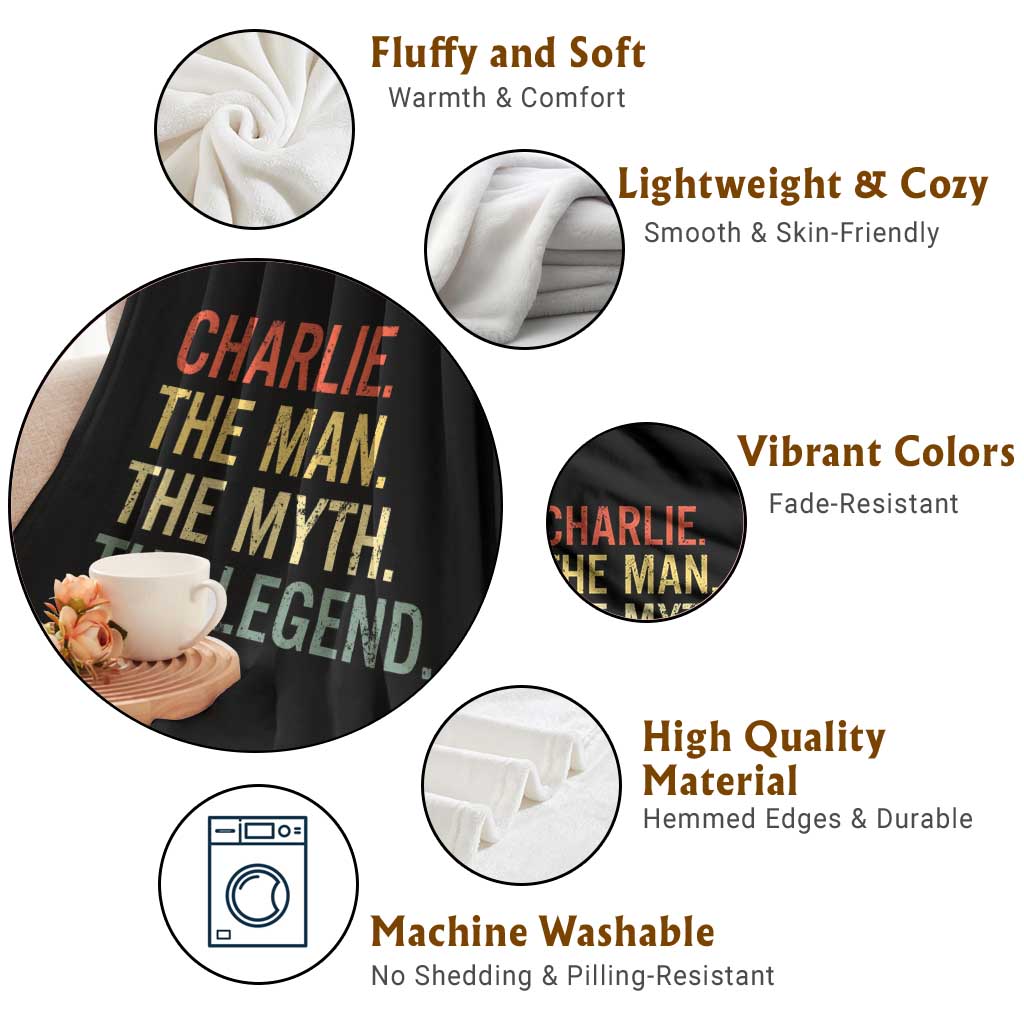 Retro Charlie The Man The Myth The Legend Throw Blanket TS10 Print Your Wear
