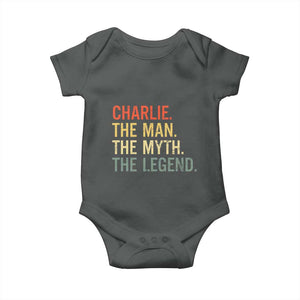 Retro Charlie The Man The Myth The Legend Baby Onesie TS10 Dark Heather Print Your Wear