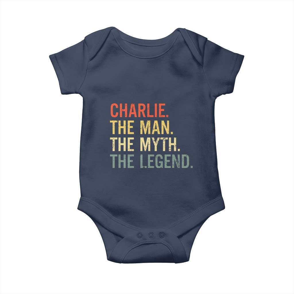 Retro Charlie The Man The Myth The Legend Baby Onesie TS10 Navy Print Your Wear