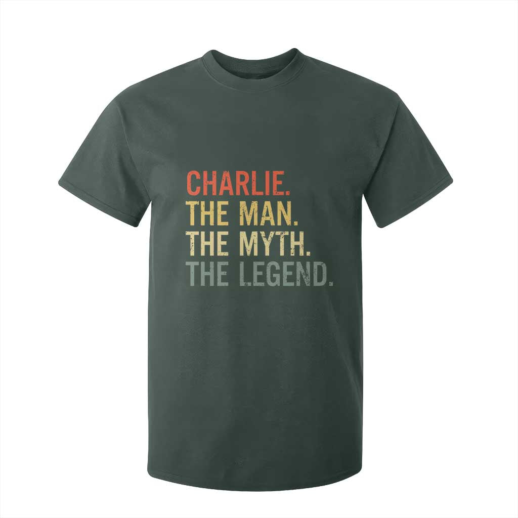 Retro Charlie The Man The Myth The Legend T Shirt For Kid TS10 Dark Forest Green Print Your Wear