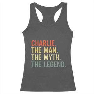 Retro Charlie The Man The Myth The Legend Racerback Tank Top TS10 Dark Heather Print Your Wear