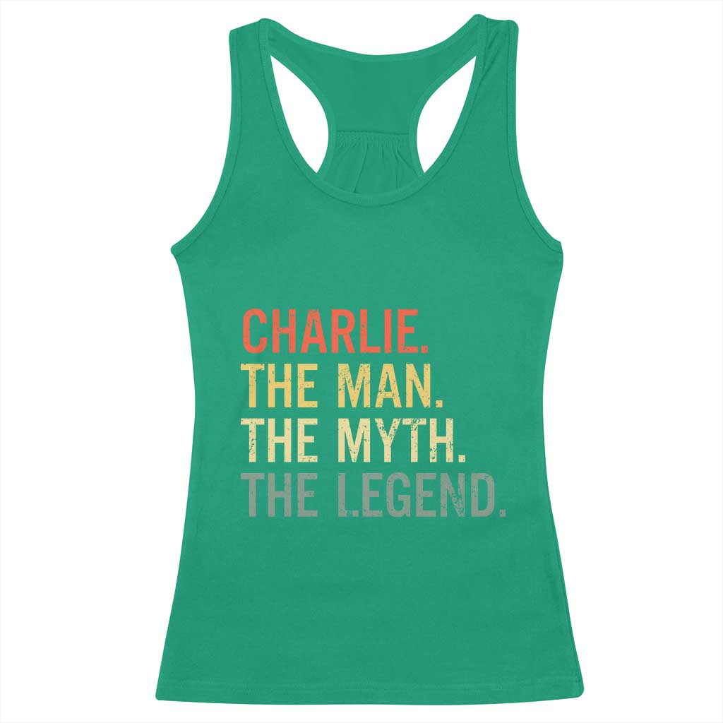 Retro Charlie The Man The Myth The Legend Racerback Tank Top TS10 Irish Green Print Your Wear
