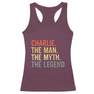 Retro Charlie The Man The Myth The Legend Racerback Tank Top TS10 Maroon Print Your Wear