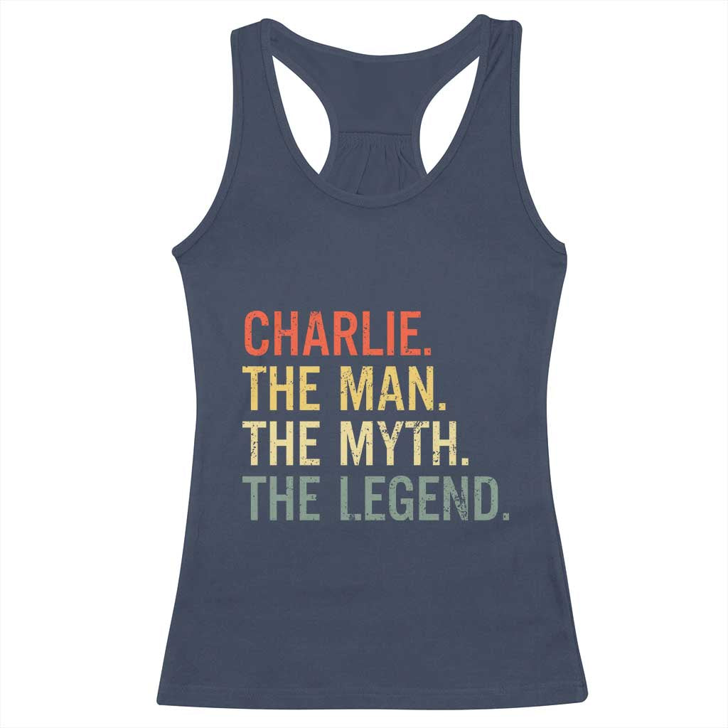 Retro Charlie The Man The Myth The Legend Racerback Tank Top TS10 Navy Print Your Wear