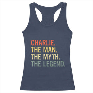 Retro Charlie The Man The Myth The Legend Racerback Tank Top TS10 Navy Print Your Wear