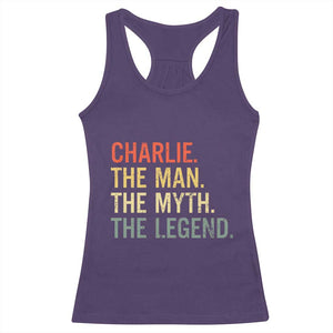 Retro Charlie The Man The Myth The Legend Racerback Tank Top TS10 Purple Print Your Wear