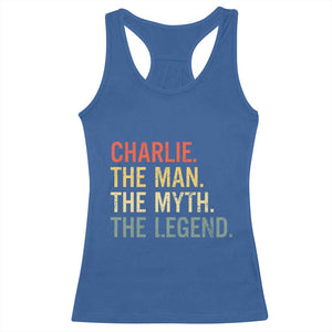 Retro Charlie The Man The Myth The Legend Racerback Tank Top TS10 Royal Blue Print Your Wear
