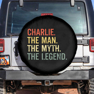 Retro Charlie The Man The Myth The Legend Spare Tire Cover TS10 No hole Black Print Your Wear
