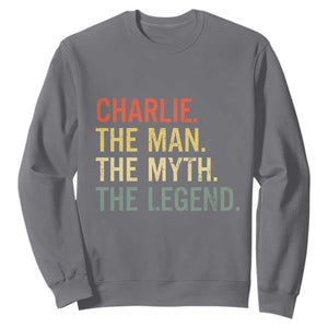 Retro Charlie The Man The Myth The Legend Sweatshirt TS10 Charcoal Print Your Wear
