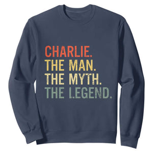 Retro Charlie The Man The Myth The Legend Sweatshirt TS10 Navy Print Your Wear