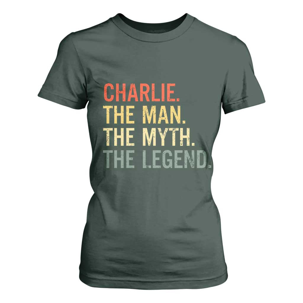 Retro Charlie The Man The Myth The Legend T Shirt For Women TS10 Dark Forest Green Print Your Wear