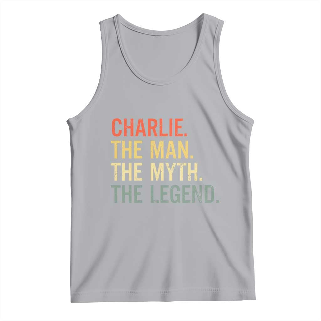 Retro Charlie The Man The Myth The Legend Tank Top TS10 Athletic Heather Print Your Wear