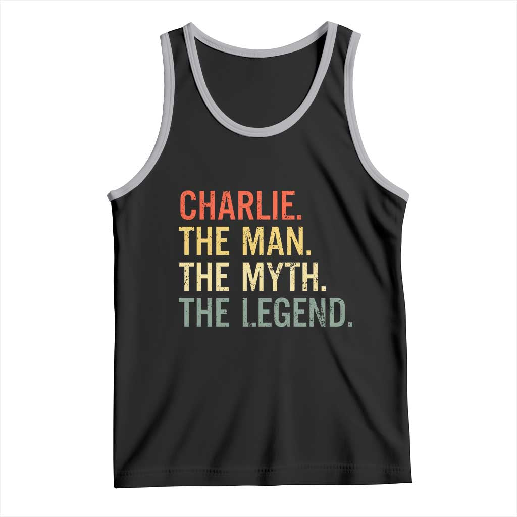 Retro Charlie The Man The Myth The Legend Tank Top TS10 Black Athletic Heather Print Your Wear