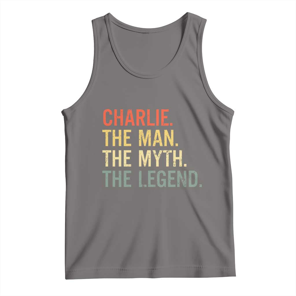 Retro Charlie The Man The Myth The Legend Tank Top TS10 Deep Heather Print Your Wear