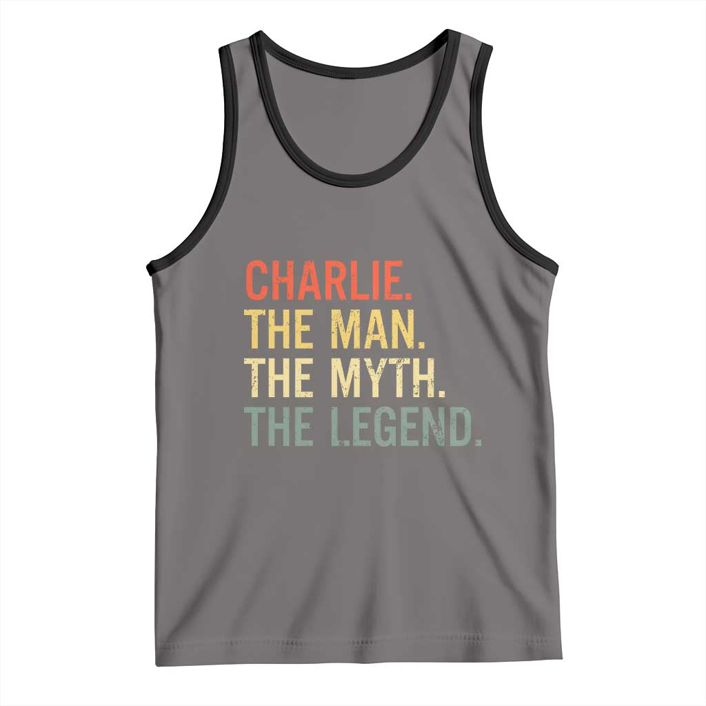 Retro Charlie The Man The Myth The Legend Tank Top TS10 Deep Heather Black Print Your Wear
