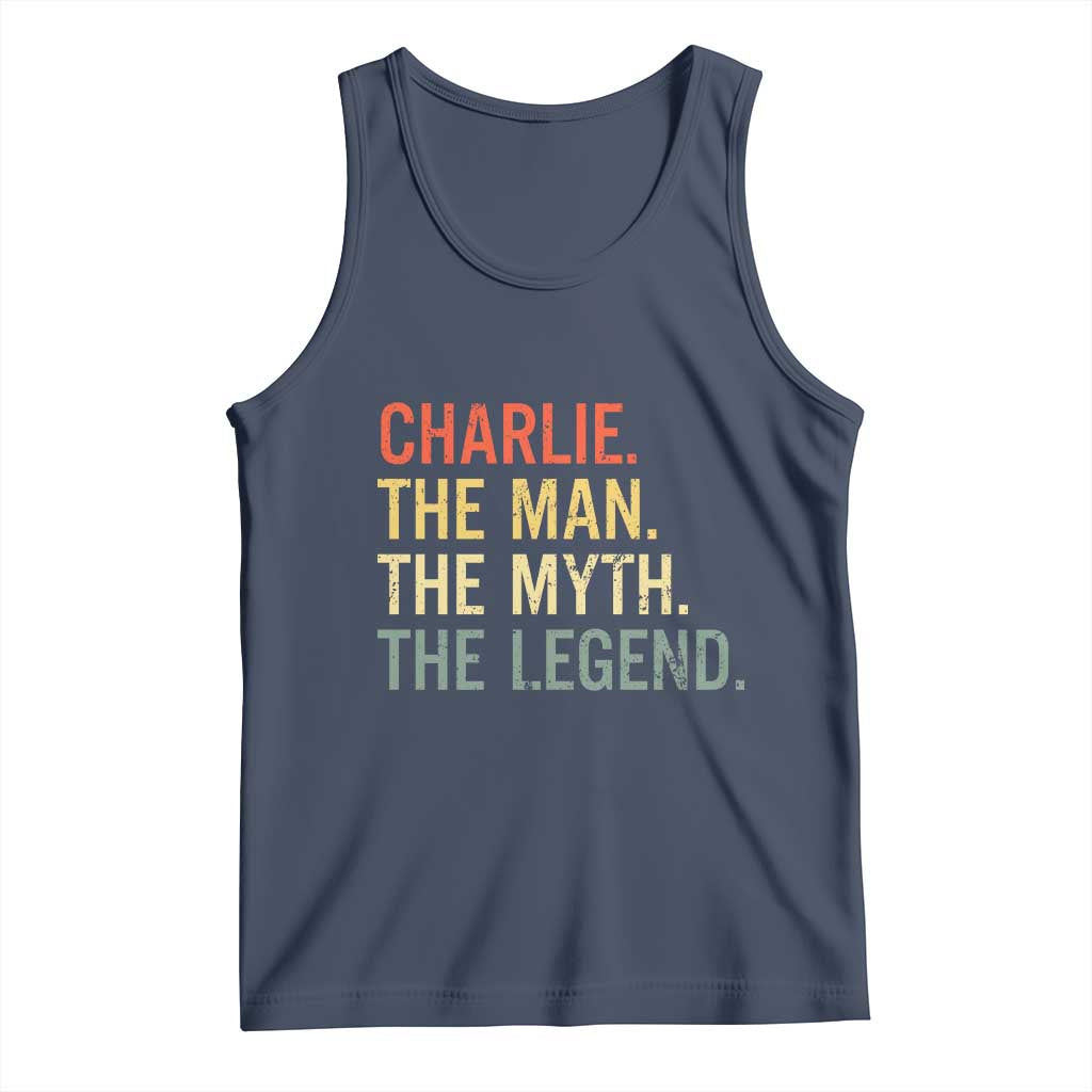 Retro Charlie The Man The Myth The Legend Tank Top TS10 Navy Print Your Wear