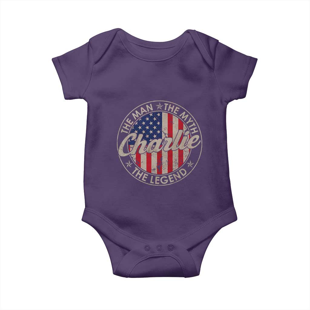 Charlie The Man The Myth The Legend Baby Onesie Retro Vintage American Flag TS10 Purple Print Your Wear