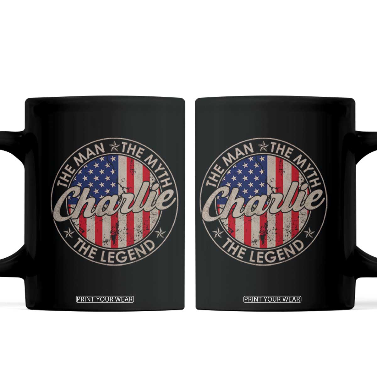 Charlie The Man The Myth The Legend Coffee Mug Retro Vintage American Flag TS10 Black Print Your Wear