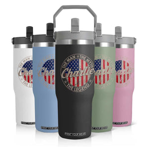 Charlie The Man The Myth The Legend Flip Straw Tumbler Retro Vintage American Flag TS10 Print Your Wear