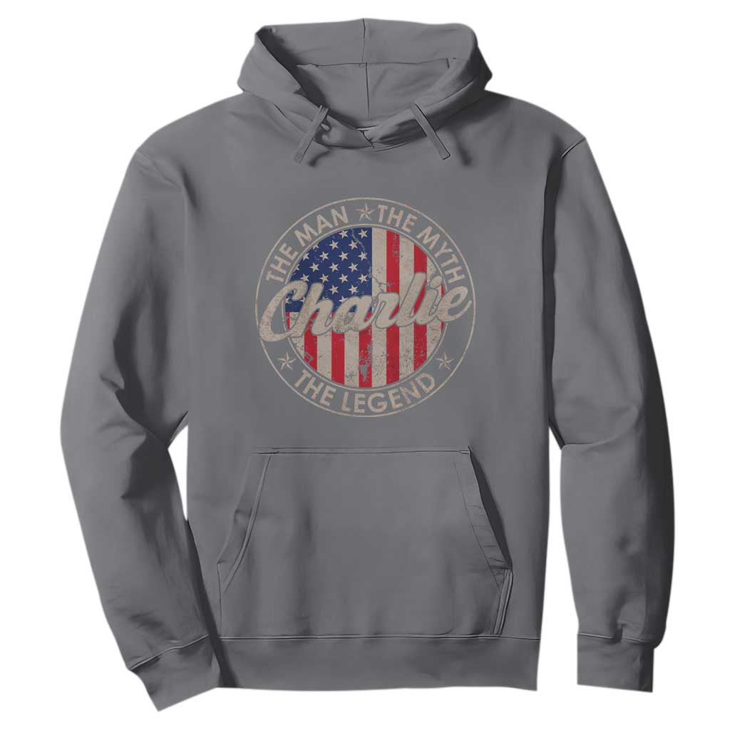 Charlie The Man The Myth The Legend Hoodie Retro Vintage American Flag TS10 Charcoal Print Your Wear