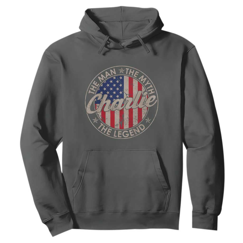 Charlie The Man The Myth The Legend Hoodie Retro Vintage American Flag TS10 Dark Heather Print Your Wear