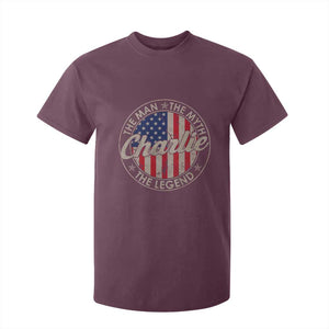 Charlie The Man The Myth The Legend T Shirt For Kid Retro Vintage American Flag TS10 Maroon Print Your Wear