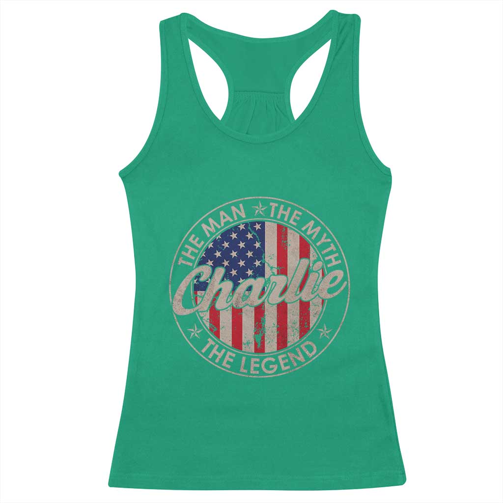 Charlie The Man The Myth The Legend Racerback Tank Top Retro Vintage American Flag TS10 Irish Green Print Your Wear