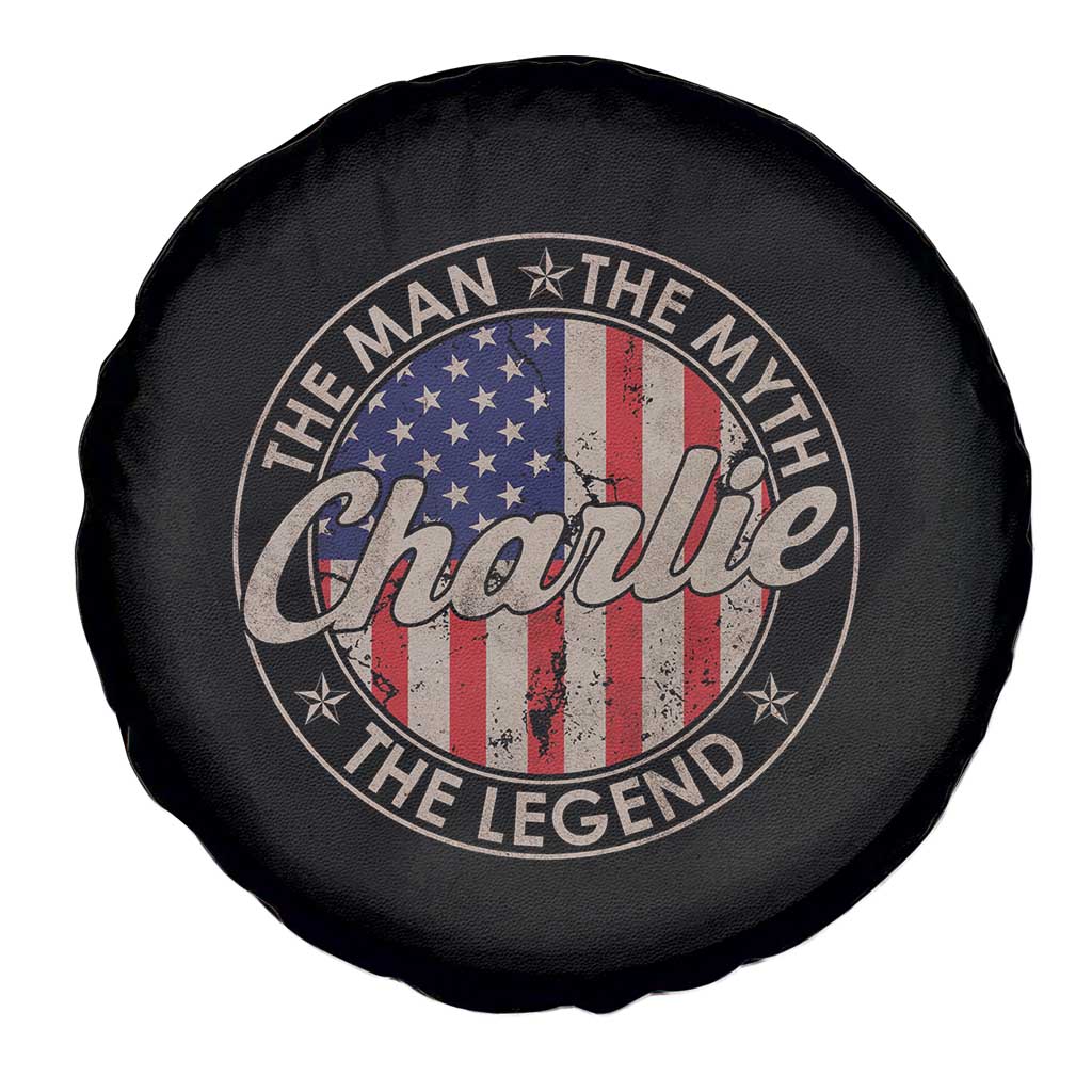 Charlie The Man The Myth The Legend Spare Tire Cover Retro Vintage American Flag TS10 Print Your Wear